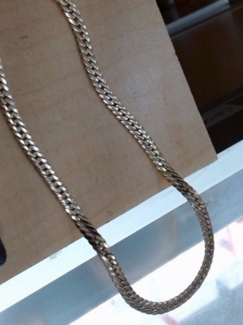 14K Solid Yellow Gold Flat Herringbone Chain Necklace 7mm 17 Inch